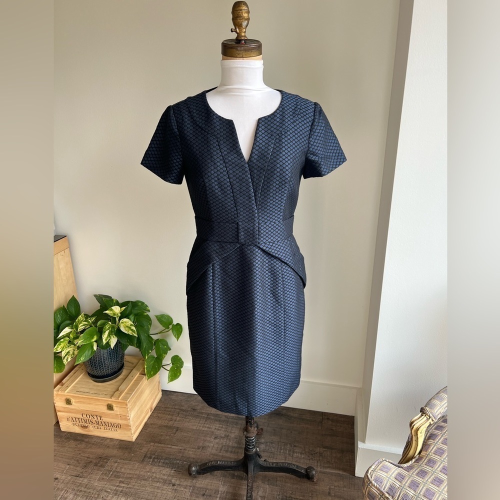 Anthropologie Maeve Shelby Navy Jacquard Sheath Dress size 4
